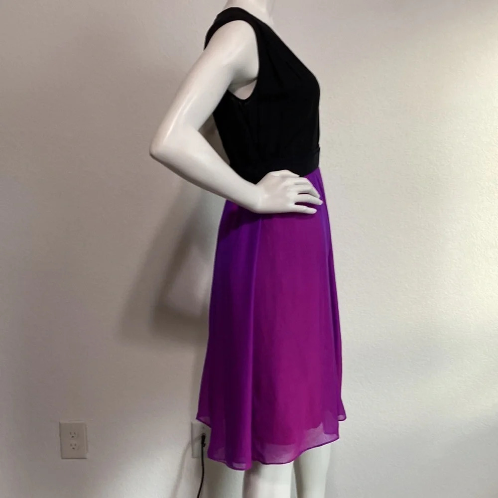 Narciso Rodriguez Black With Sheer Purple Overlay Sleeveless Dress Size 4 - Picture 5 of 9